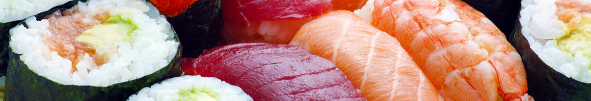 Eating Asian Fusion Japanese Sushi at Happy Wok Teriyaki restaurant in Anacortes, WA.